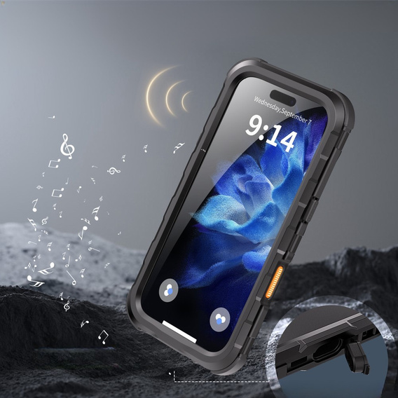 IP68 Waterproof Case for iPhone 16 Pro, SHELLBOX MagSafe, black