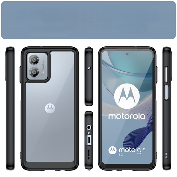 Case for Motorola Moto G53 5G, Fusion Hybrid, transparent / black