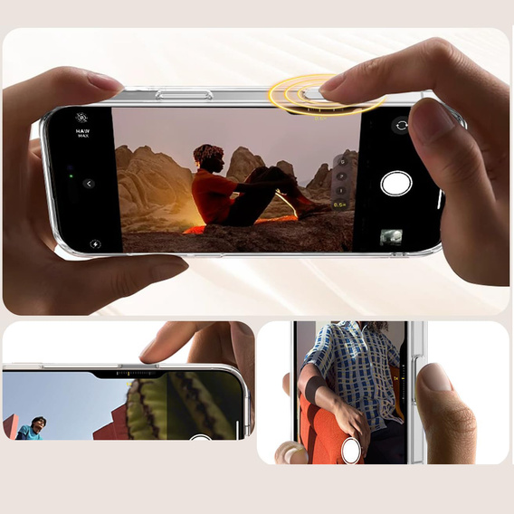 ERBORD Case with MagSafe for iPhone 16, active button, transparent + Screen Glass
