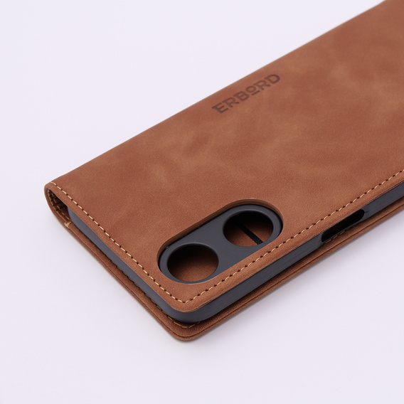Case for Oppo A78 5G, ERBORD Vintage, wallet with flap, brown