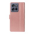Flip case for Motorola Edge 50 Neo / Motorola ThinkPhone 25, Rhombus Crossbody Leather, pink rose gold