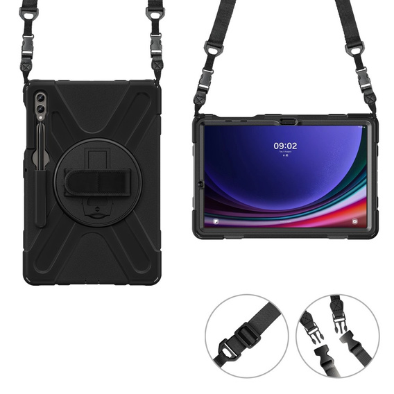 Case for Samsung Galaxy Tab S9 FE+ / S9+ / S8+ / S7+, Armor Protective, Black