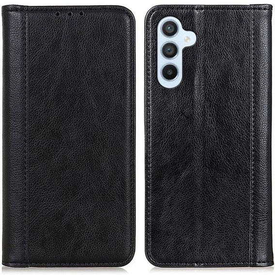 Case for Samsung Galaxy S24+ Plus, Wallet Litchi Leather, black