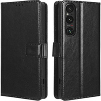 Flip case for Sony Xperia 1 V, Crazy Horse Wallet, black