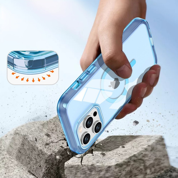 Case for iPhone 16 Pro, Shockproof Hybrid, with screen film, for MagSafe, blue