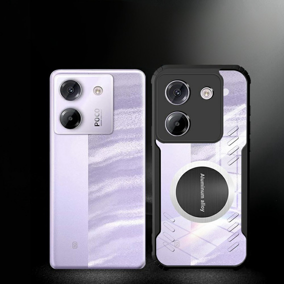 Case for Xiaomi Poco M7 Pro 5G, with magnetic sheet, transparent / black