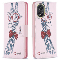 Flip case for Oppo A38 4G / Oppo A18 4G, Wallet, Giraffe pink