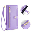 Flip case for iPhone 14 Pro, Wallet Zipper Pocket, purple