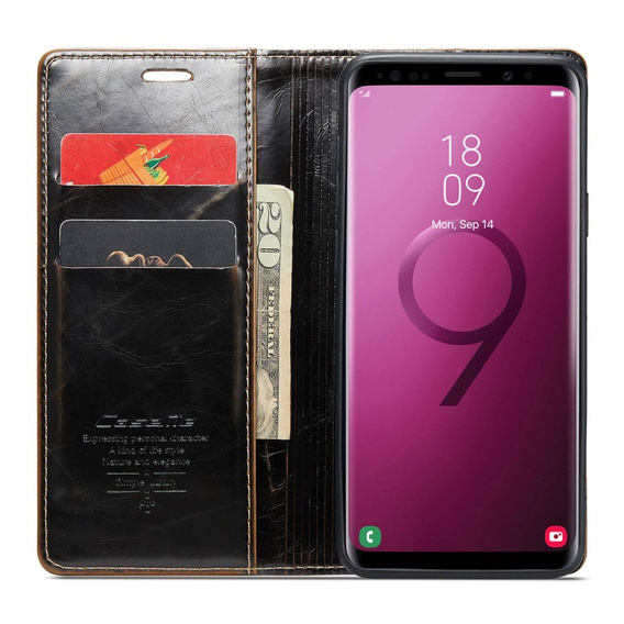 CASEME flip case for Samsung Galaxy S9, Waxy Textucoffee, coffee