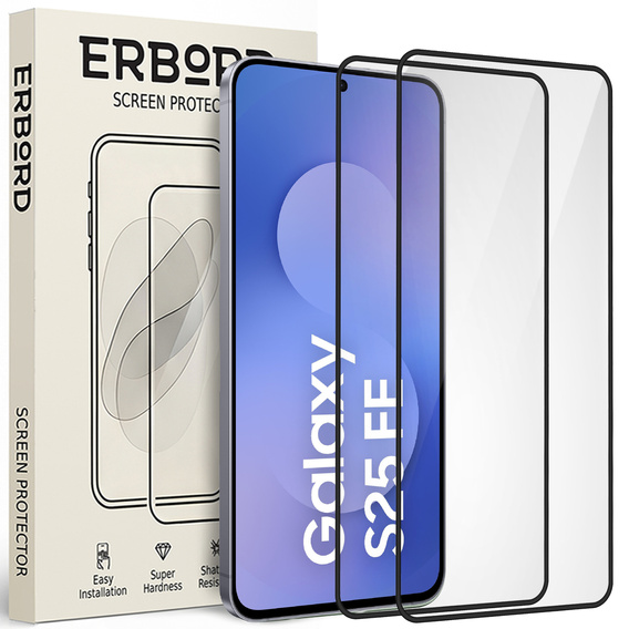 2x ERBORD 3D tempered glass for Samsung Galaxy S25 FE