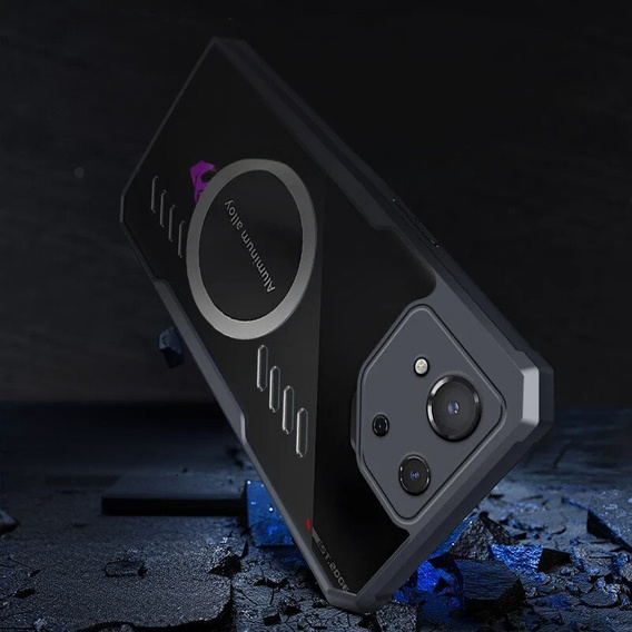 Case for ASUS ROG Phone 8 Pro, with magnetic sheet, transparent / black