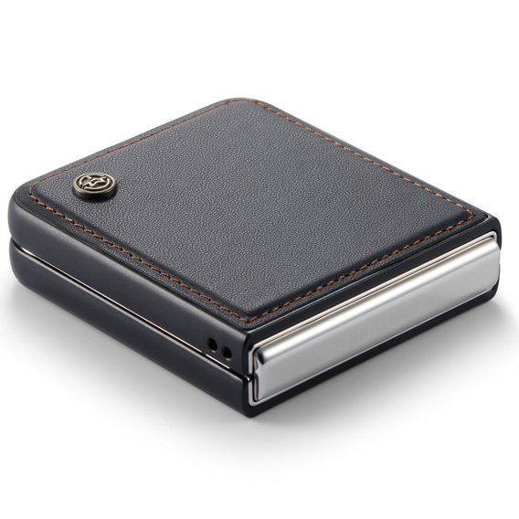 Case for Samsung Galaxy Z Flip7 FE / Z Flip6, CASEME Litchi Leather, black