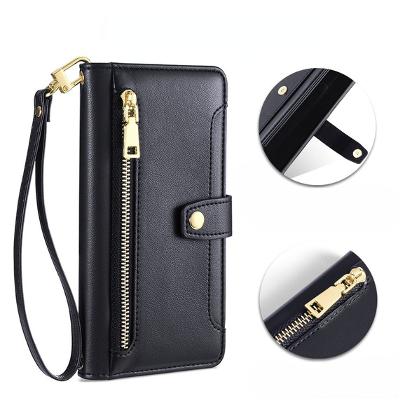 Flip case for Realme 14 Pro+ 5G, Wallet Zipper Pocket, black