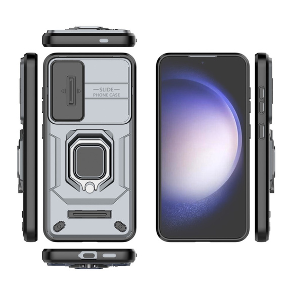 Case for Samsung Galaxy S24, KickStand Camera Lens, grey