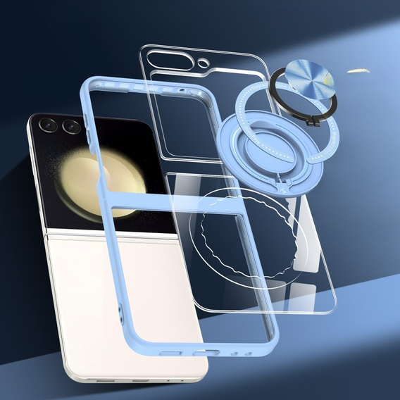 Case for Samsung Galaxy Z Flip7 FE / Z Flip6, Corners Dropproof, for MagSafe, transparent / blue