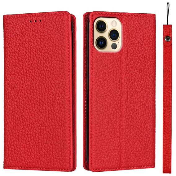Leather case for iPhone 13 Pro Max, ERBORD Grain Leather, red