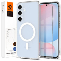 Spigen MagSafe Case for Samsung Galaxy S24 FE, Ultra Hybrid, transparent / white + 9H Tempered Glass