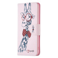 Flip case for Motorola Edge 40 Neo, Wallet, giraffe, pink