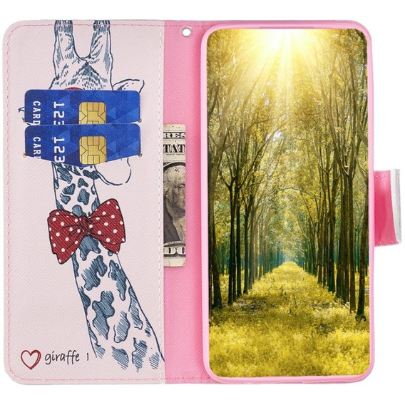 Flip case for Xiaomi 13 Lite, Wallet, giraffe, pink