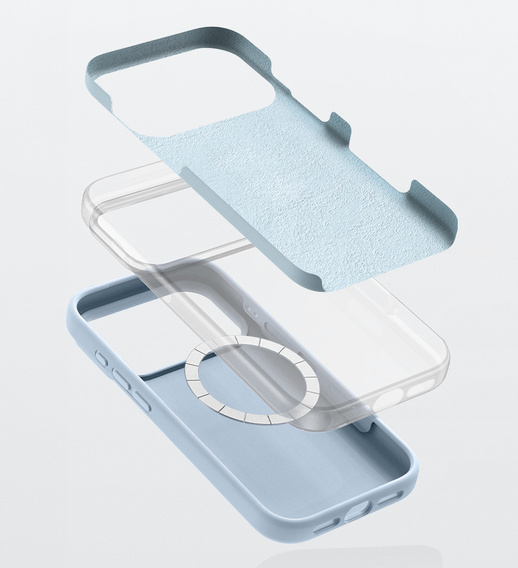 Silicone sleeve for iPhone 17 Pro Max, for MagSafe, anti-shock, blue