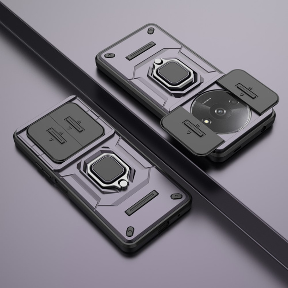 Case for Xiaomi Redmi A3, KickStand Camera Lens, purple