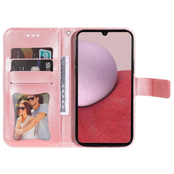 Flip case for Samsung Galaxy A14 4G/5G, Mandala Flower, pink rose gold