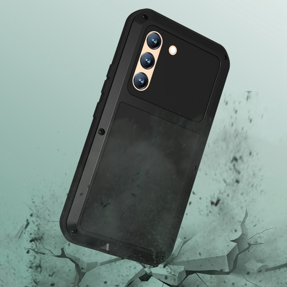 Love Mei Case for Samsung Galaxy S22, armored with glass, black
