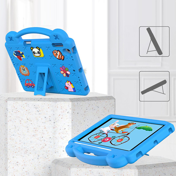 Children's case for iPad 9.7" 2018/2017 (6/5 gen.) / Pro 9.7" 2016, Cute Patterns, with stand, blue