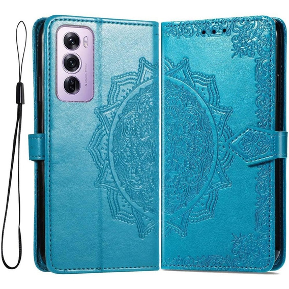 Flip case for Oppo Reno 12 Pro, Mandala, blue