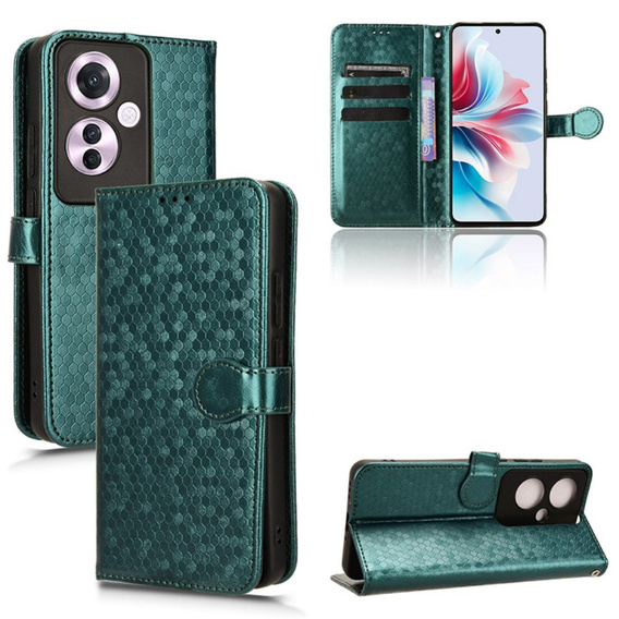 Flip case for Oppo Reno 11F 5G, Wallet Rhombus, green