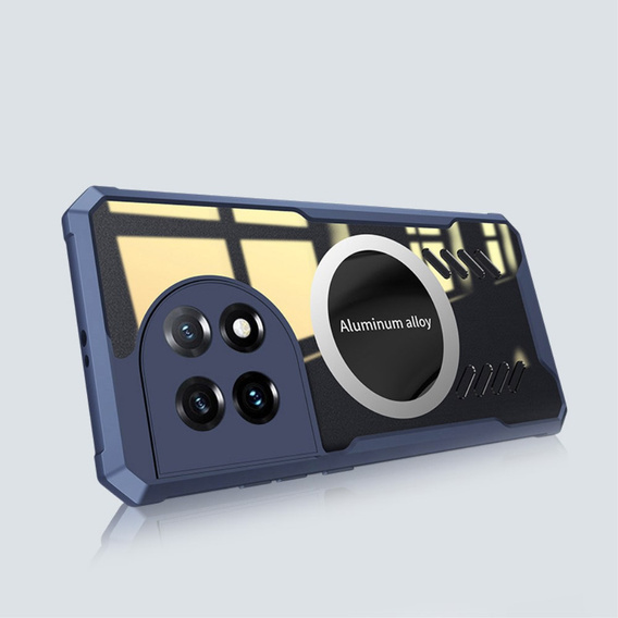 Case for OnePlus 11 5G, with magnetic sheet, transparent / navy blue