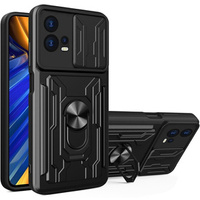 Armored case for Motorola Edge 30 Fusion 5G, Camera Slide Card Slot, black