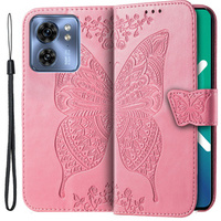 Flip case for Motorola Edge 40, Butterfly, pink