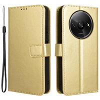 Flip case for Xiaomi Redmi A3, Crazy Horse Wallet, gold