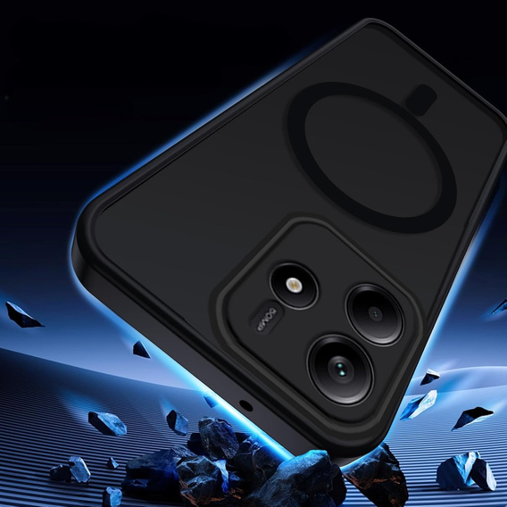 Case for Xiaomi Redmi Note 14 5G, for MagSafe, ERBORD Matt Case, black + Screen Glass