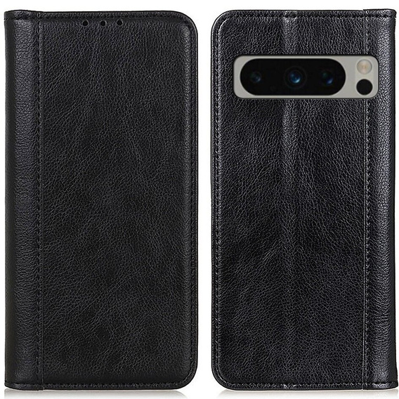 Case for Google Pixel 8 Pro, Wallet Litchi Leather, black