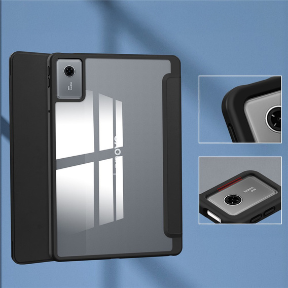 Case for Lenovo Idea Tab 11" 2025 TB336FU TB336ZU, with transparent back and stylus holder, black