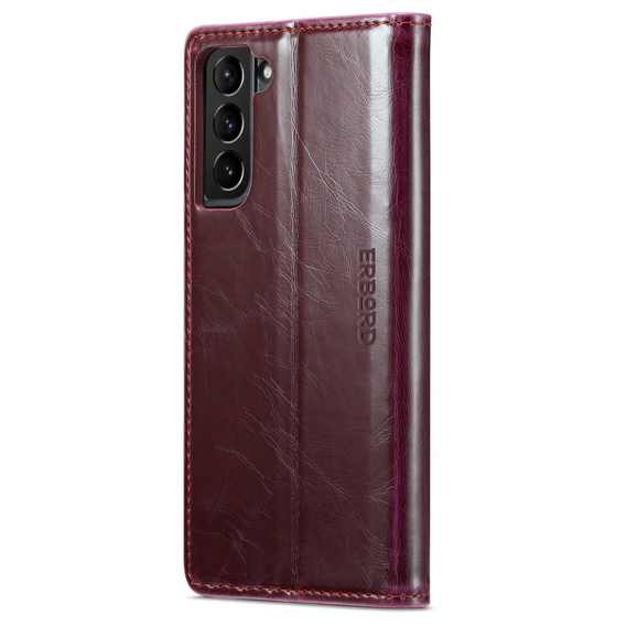 Flip case for Samsung Galaxy S23, ERBORD Waxy Wallet, red