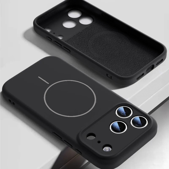 Silicone sleeve for iPhone 17 Pro, for MagSafe, anti-shock, black