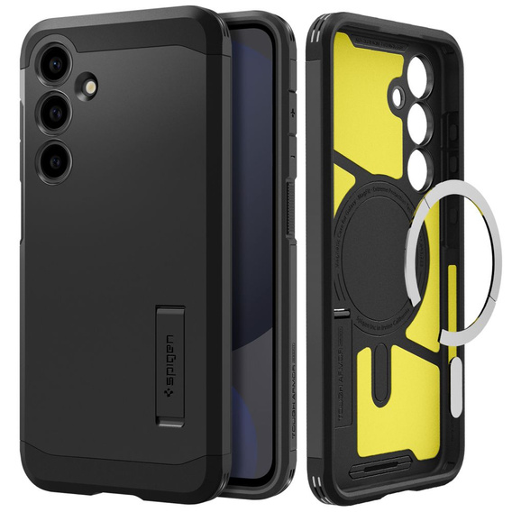 Spigen case for Samsung Galaxy S24 FE, Tough Armor Mag MagSafe, black + 9H Tempered Glass