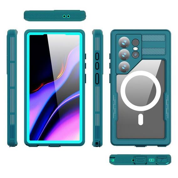 Waterproof case for Samsung Galaxy S24 Ultra, Redpepper, for MagSafe, blue