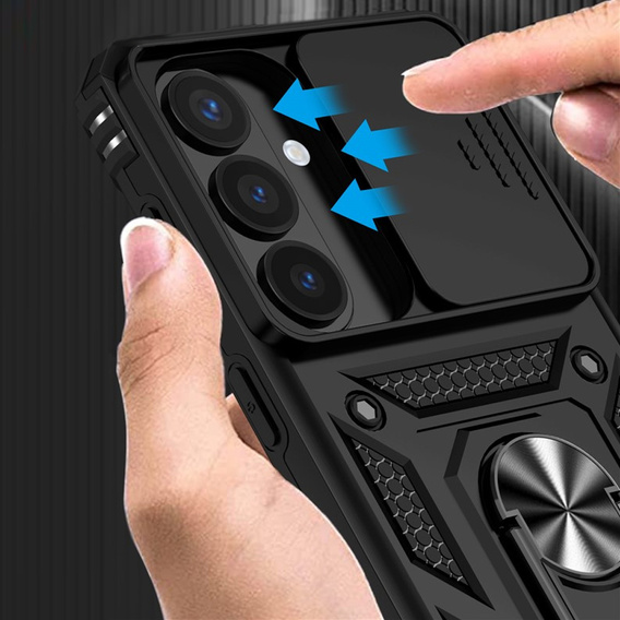 Armoured case with stand and lens cover for Samsung Galaxy S26 Plus, black