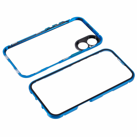 Case for iPhone 16, Magnetic Dual Glass, blue