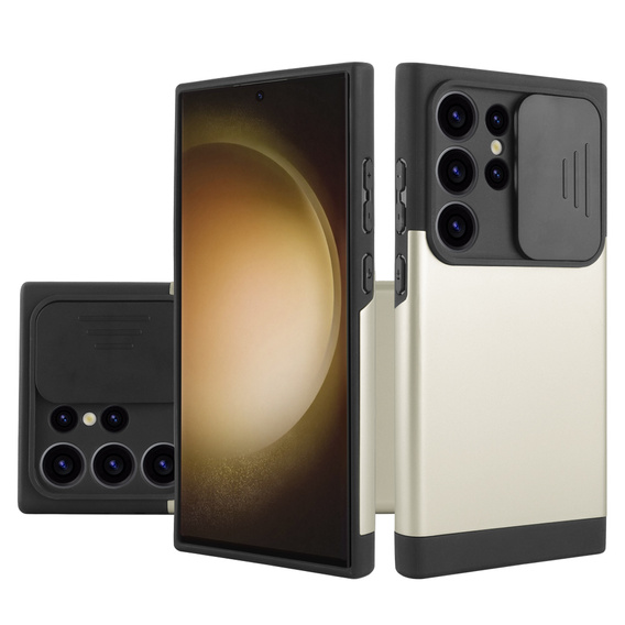 Case for Samsung Galaxy S24 Ultra, ERBORD MagProtect Slide Camera, gold
