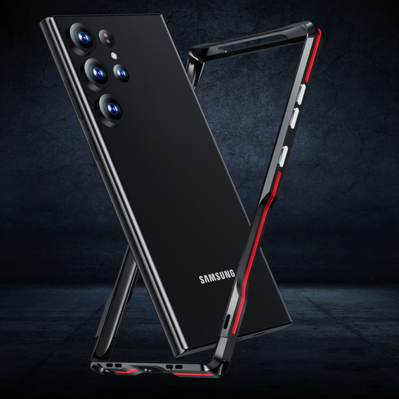 Case LUPHIE for Samsung Galaxy S23 Ultra, Armor Bumper, black / red