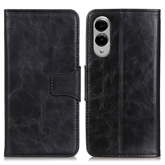 Flip case for Samsung Galaxy S25 Edge, Crazy Horse Wallet, black