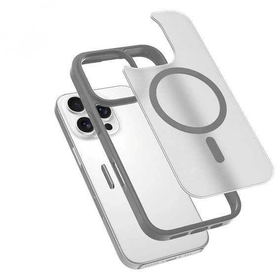 ERBORD Case with MagSafe for iPhone 16 Pro, Matte Case, active button, matt / titanium grey
