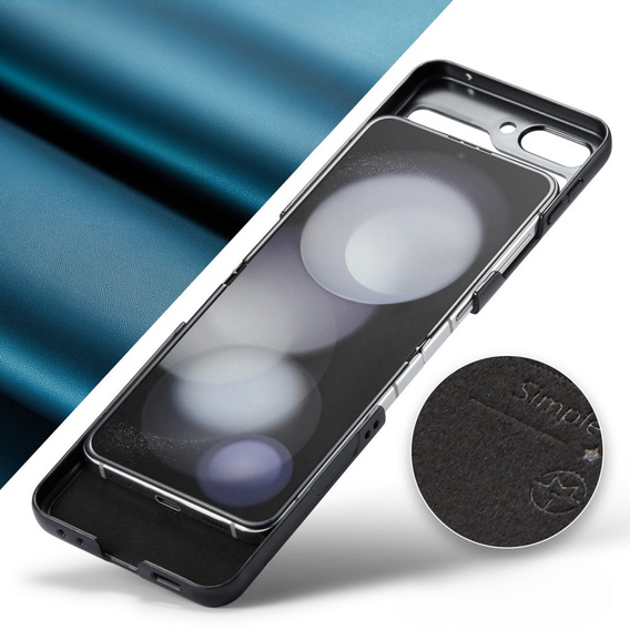 Case for Samsung Galaxy Z Flip7 FE / Z Flip6, CASEME Litchi Leather, blue