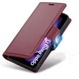 Case for Oppo Reno 13, ERBORD Glossy Litchi, wallet with flap, red