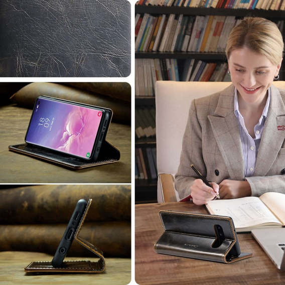 CASEME flip case for Samsung Galaxy S10+ Plus, Waxy Textucoffee, coffee